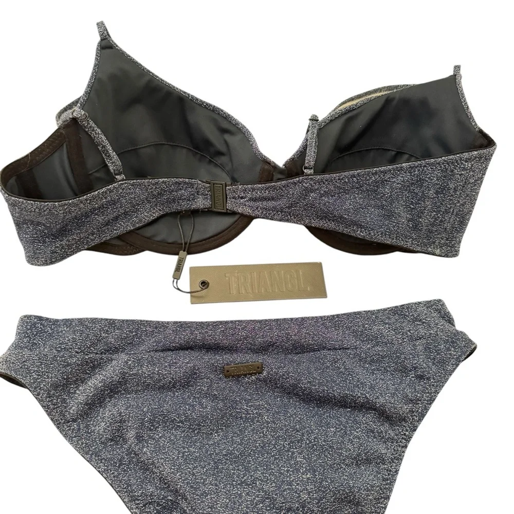 triangl swimwear Shimmery Navy Blue Bikini Set